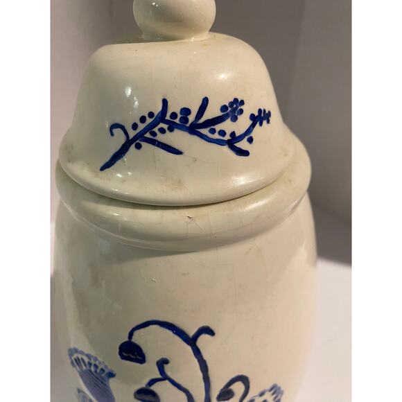 Vintage Vibrant Blue & White Ginger Jar, Handmade, Crazing present, No Damage - Picture 3 of 4